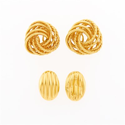 Lot 37 - Two Pairs of Gold Earclips