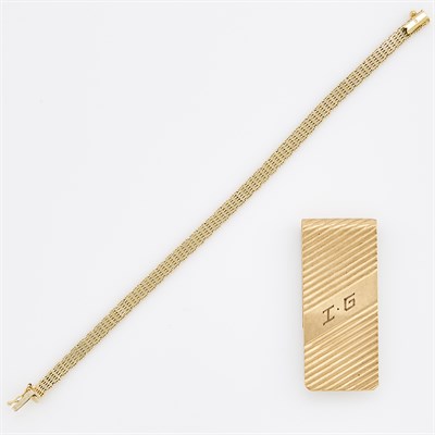 Lot 213 - Gold Bracelet and Money Clip