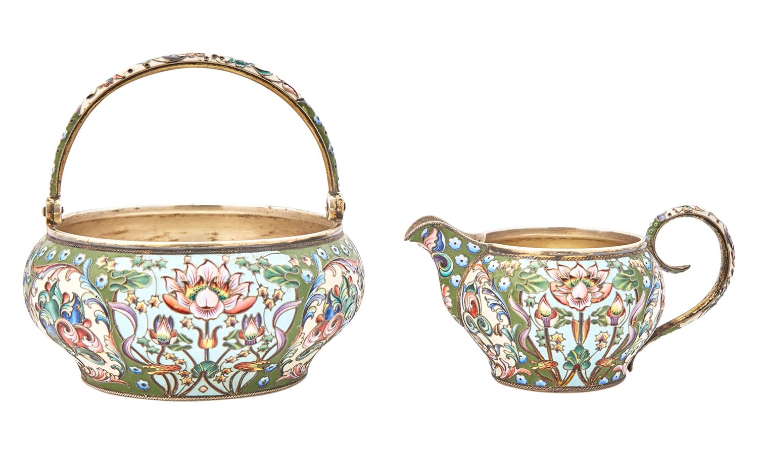 Lot 1146 - Russian Silver and Cloisonné Enamel Sugar Bowl...