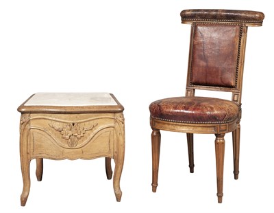 Lot 162 - Louis XVI Leather Upholstered Carved Beech...