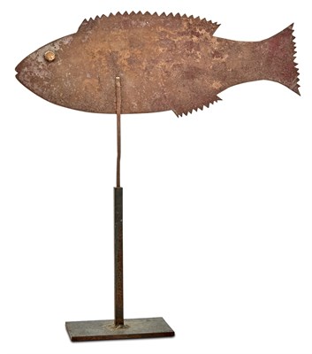 Lot 1268 - Folk Art Sheet Iron Fish-Form Weathervane 20th...