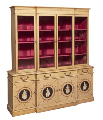 Lot 240 - Neoclassical Style Painted Breakfront Secretary Bookcase