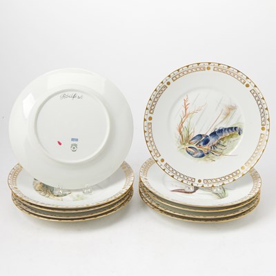 Lot 180 - Set of Ten Royal Copenhagen Porcelain Dinner Plates Painted With Marine Life