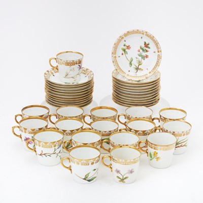 Lot 277 - Group of Royal Copenhagen Flora Danica Style Floral Decorated Porcelain Demitasse Cups and Saucers