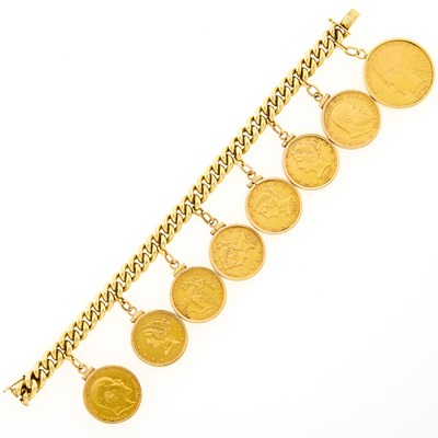 Lot 173 - Gold and Gold Coin Bracelet