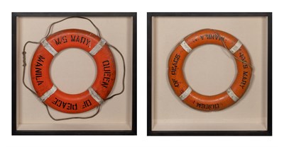 Lot 322 - Pair of Framed Life Preserver Rings 42 inches...