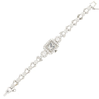 Lot 78 - Hamilton Platinum, White Gold and Diamond Wristwatch