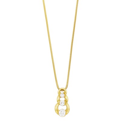 Lot 13 - Gold and Diamond Pendant with Snake Chain Necklace