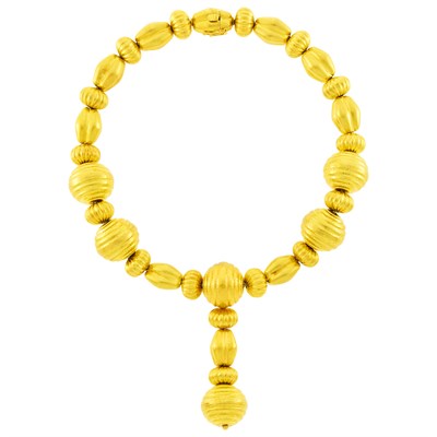 Lot 4 - Ilias Lalaounis High Karat Gold Bead Pendant-Necklace