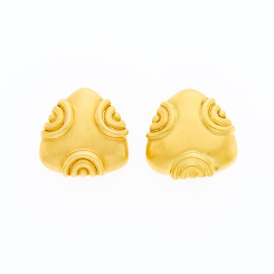 Lot 1004 - Pair of Gold Earclips