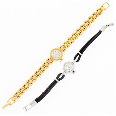 Lot 1107 - Tiffany & Co. Gold Wristwatch and Gubelin White Gold and Diamond Wristwatch