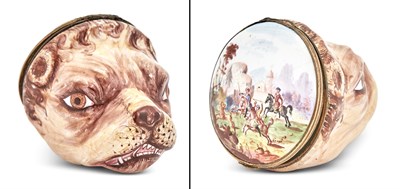 Lot 138 - Continental Enamel Dog Form Snuff Box 19th...