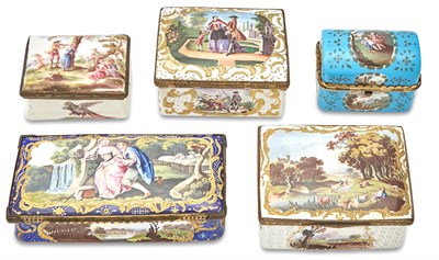 Lot 137 - Group of Five English and Continental Enamel...