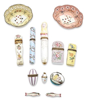 Lot 136 - Group of Twelve Enamel Articles English and...