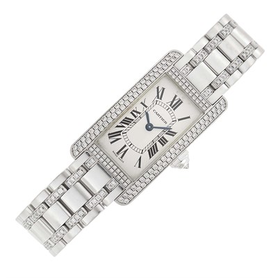 Lot 89 - Cartier White Gold and Diamond 'Tank Americaine' Wristwatch, Ref. 2489