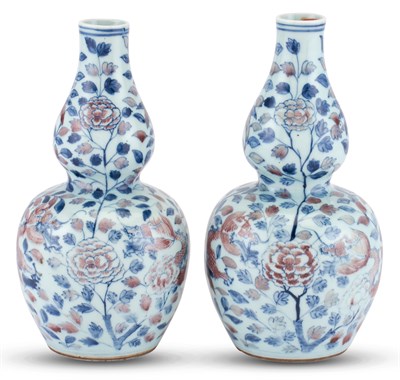 Lot 1072 - A Pair of Chinese Blue and White and Copper...