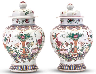 Lot 1068 - A Pair of Chinese Enameled Porcelain Baluster...
