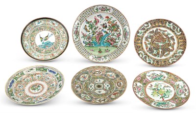 Lot 1052 - Six Chinese Export Enameled Porcelain Plates...