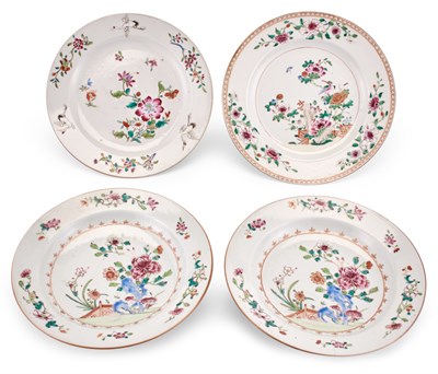 Lot 1042 - Four Chinese Export Enameled Porcelain Plates...