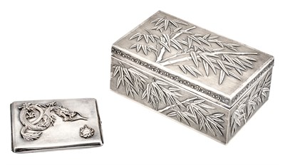 Lot 1105 - A Chinese Export Silver Cigar Box and...
