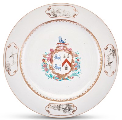 Lot 1003 - A Chinese Export Porcelain Armorial Charger...