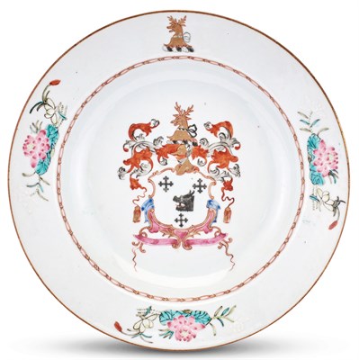 Lot 1016 - A Chinese Export Porcelain Armorial Soup Plate...
