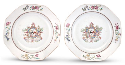 Lot 1022 - A Pair of Chinese Export Porcelain Armorial...