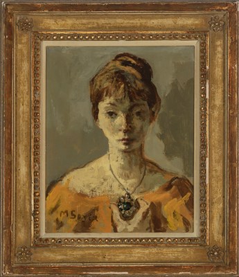 Lot 1096 - Moses Soyer American, 1899-1974 Girl with...