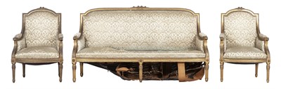 Lot 163 - Louis XVI Style Giltwood Salon Suite...