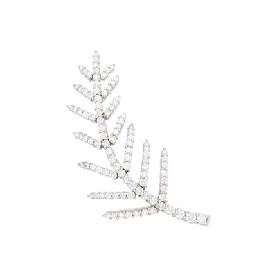 Lot 61 - Tiffany & Co. Platinum and Diamond Pine Leaf Brooch