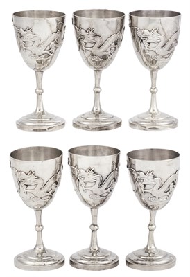 Lot 1115 - Set of Six Chinese Silver Cordials Late 19th...