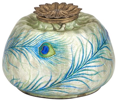 Lot 137 - Eugène Feuillâtre Art Nouveau Enameled Metal...