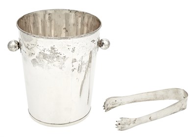 Lot 240 - Mexican Sterling Silver Ice Pail and Tongs...
