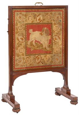 Lot 361 - William IV Mahogany and Needlework Fire Screen...
