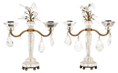 Lot 137 - Pair of Rock Crystal and Gilt-Metal Two Light...