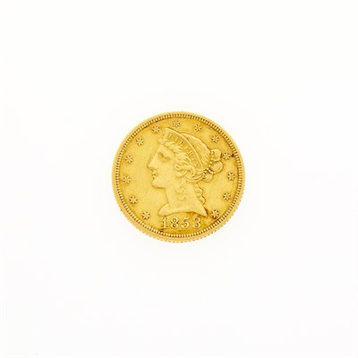 Lot 16 - United States 1853-C $5 Liberty Attractive...
