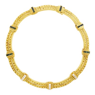 Lot 89 - Gold, Diamond and Tourmaline Necklace