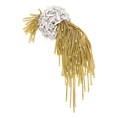 Lot 51 - Gold, Platinum and Diamond Fringe Clip-Brooch