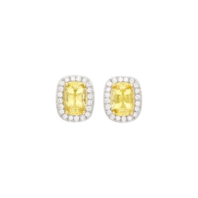 Lot 114 - Oscar Heyman Brothers Pair of Platinum, Gold, Yellow Sapphire and Diamond Earclips