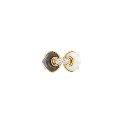 Lot 16 - Marina B Gold, Mother-of-Pearl and Diamond Band Ring