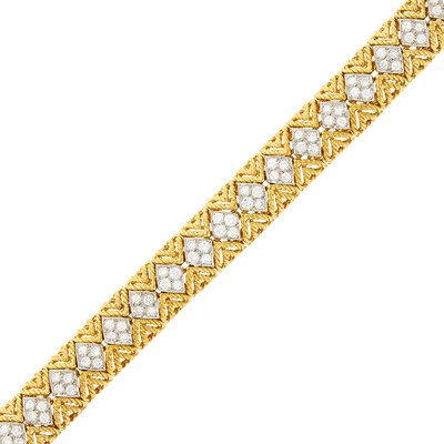 Lot 179 - Two-Color Gold and Diamond Bracelet