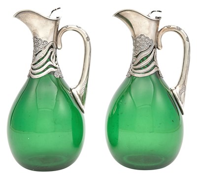 Lot 200 - Pair of Edward VII Silver Mounted Green Glass...