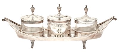 Lot 149 - George III Sterling Silver and Glass Inkstand...