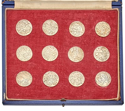 Lot 151 - Set of Twelve Sterling Silver Buttons Hester...