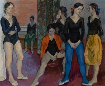 Lot 1042 - Moses Soyer American, 1899-1974 Dancers at...