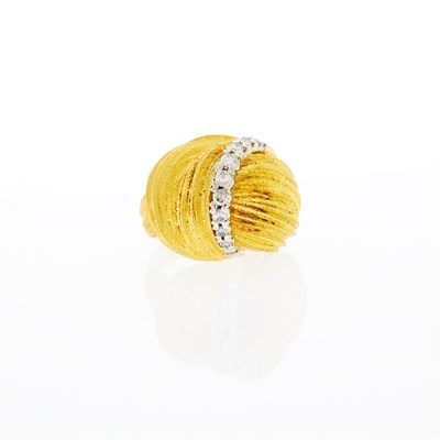 Lot 1077 - Gold and Diamond Bombé Ring
