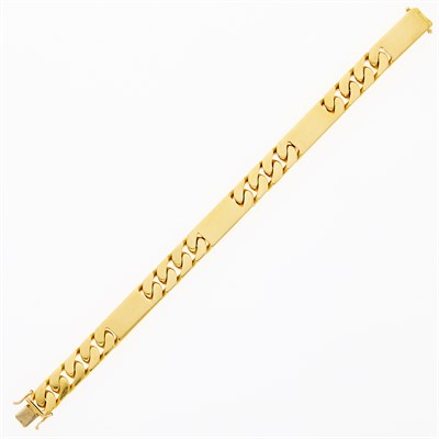 Lot 1035 - Gold Bar and Curb Link Bracelet