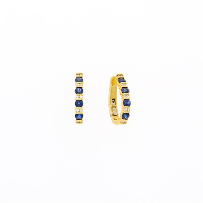Lot 1216 - Tiffany & Co. Pair of Gold, Sapphire and Diamond Huggie Hoop Earclips