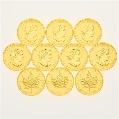 Lot 66 - Canada $50 Gold Maple Ten Choice Brilliant...