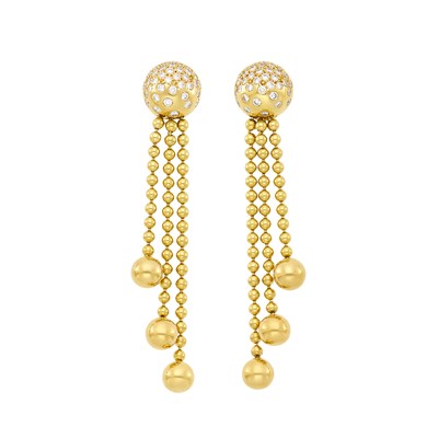 Lot 26 - Cartier Pair of Gold and Diamond 'Draperie' Earrings, France
